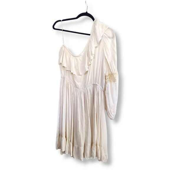 FP Jen's Pirate Booty NWOT one shoulder balloon sleeve crochet mini dress L - Picture 6 of 9